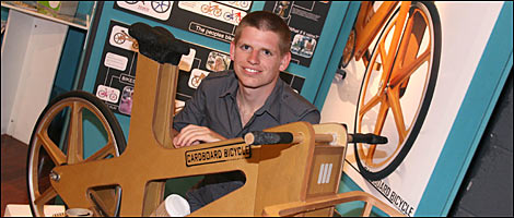 Phil Bridge and his cardboard bike