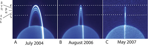 sun-lit side of the rings of Uranus