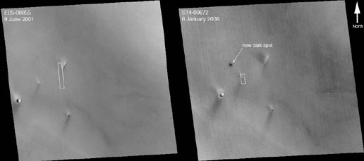 The left image was taken in  2001. At  right is the image acquired in  2006.