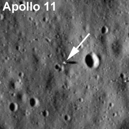 Labeled LROC image of Apollo 11 landing site