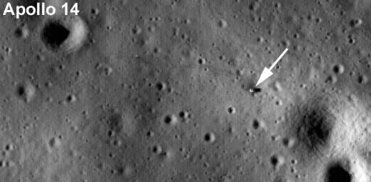 Labeled LROC image of Apollo 14 landing site