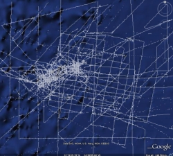 survey lines showing where depth data has been collected by ships