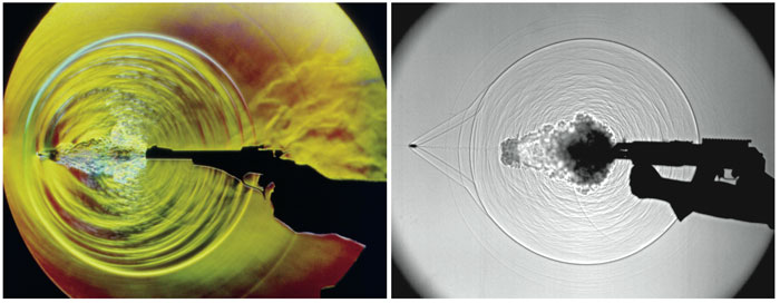 Figure 10. Color schlieren and black-and-white shadowgraph techniques...