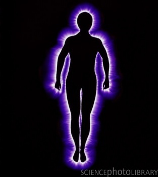 Kirlian photograph depicting a human aura