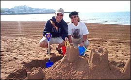 Making sandcastles on Torquay's main beach