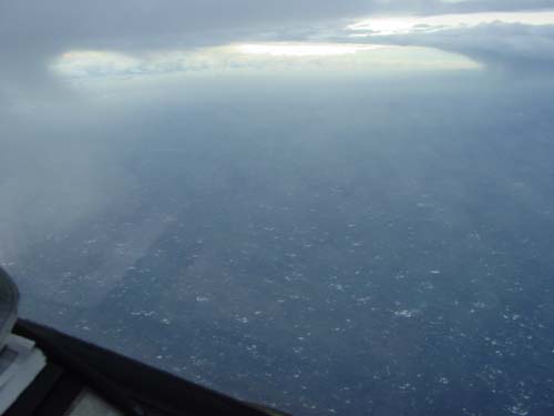 Picture of hurricane taken from plane window.