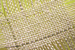 The fiber woven into a fabric