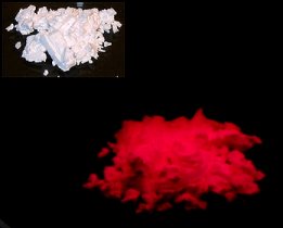 Europium III oxide under SW UV rays by Cyberchemist.