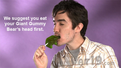 Eating a Giant Gummy Bear head-first