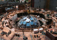 After the target chamber was lowered into place, the seven-story walls and roof of the Target Bay were completed